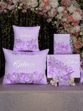 Lilac with silver package of pillows set, Bible and guest book