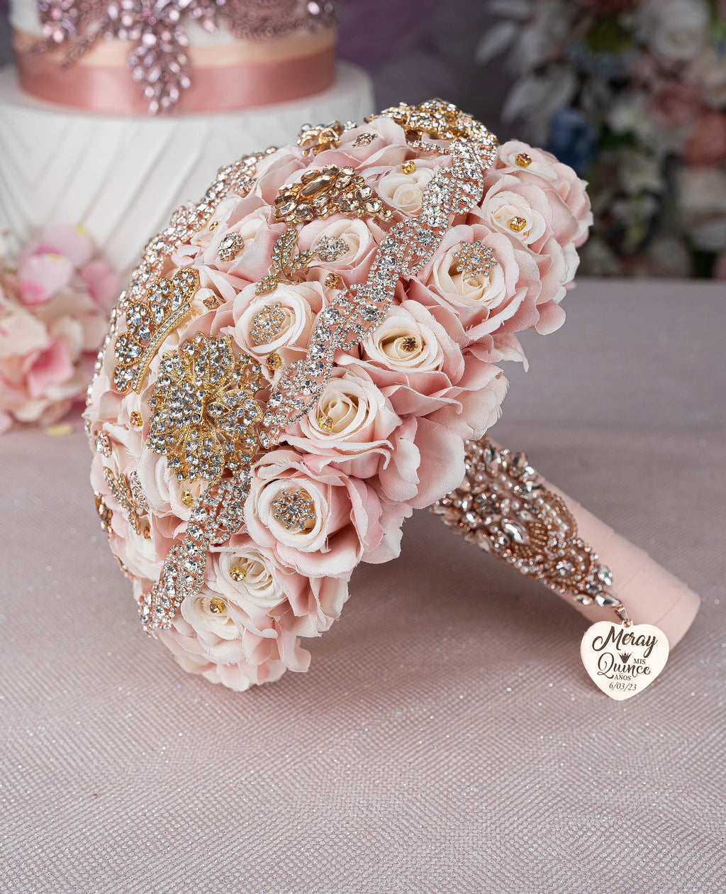 Rose Gold quinceanera bouquet Custom Quinceanera Ramos| Mis