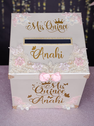 Champagne Pink quinceanera money card box