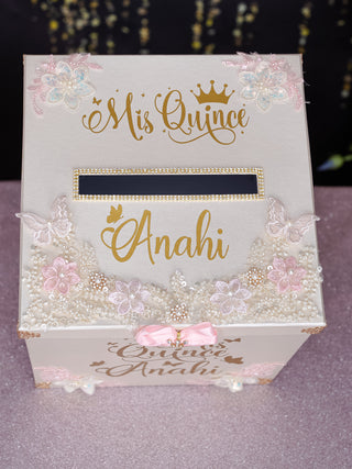 Champagne Pink quinceanera money card box