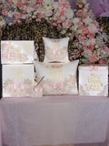 Champagne Pink Quinceanera theme package of pillows set and guest book