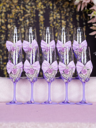 Lilac with Butterfly 1 quinceanera champagne glass