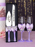 Lilac with Butterfly 10 quinceanera champagne glasses