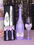 Lilac with Butterfly 4 quinceanera champagne glasses