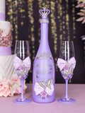 Lilac with Butterfly 2 quinceanera champagne glasses