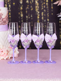 Lilac with Butterfly quinceanera cake knife set with 2 glasses