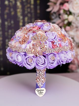 Lilac Rose Gold Quinceanera Bouquet 9 inches
