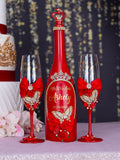 Red with gold butterfly quinceanera bottle