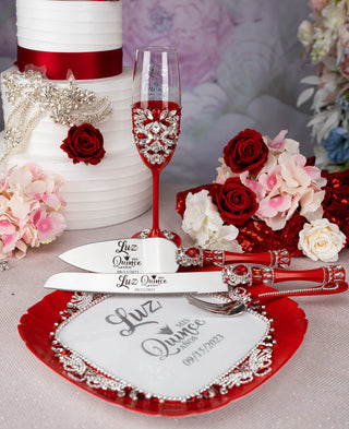 Red silver 1 quinceanera champagne glass