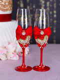 Red with gold butterfly quinceanera bottle