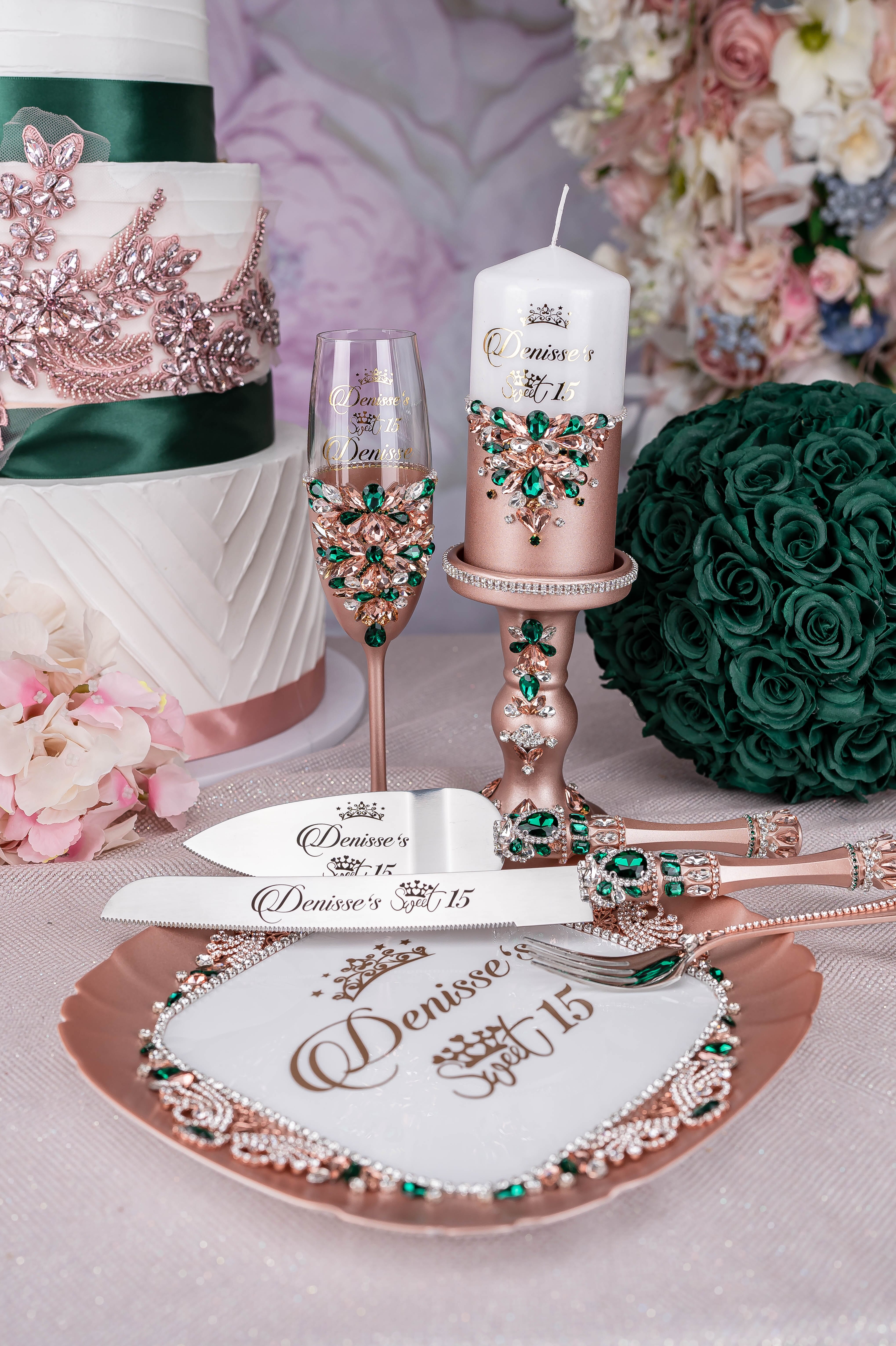 Cake server Green wedding Gold selling cake server set Green wedding ideas Cake server and knife Green wedding colors Personalized cake server Gold