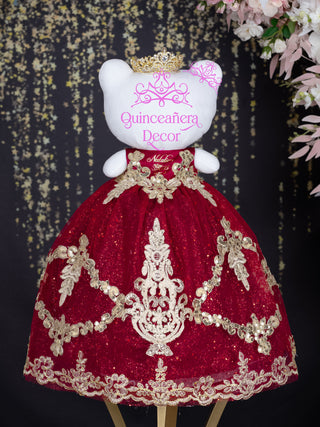 Wine red Kitty quinceanera doll