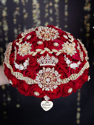 Wine red quinceanera bouquet 9 inches