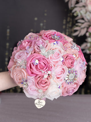 Dusty Rose Iridescent Quinceanera bouquet 13 inches