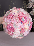 Dusty Rose Iridescent Quinceanera bouquet 9 inches