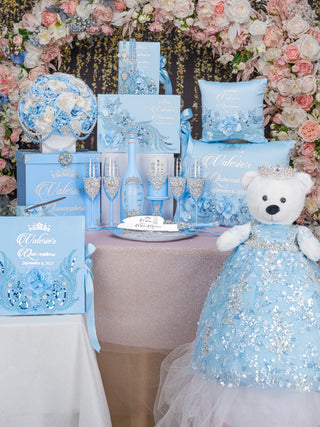 Light Blue Quinceanera bible and guest book