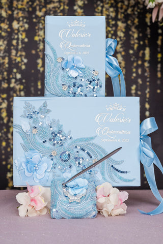 Light Blue Quinceanera bible and guest book