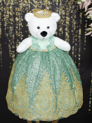Sage Green Teddy Bear Quinceanera Keepsake Doll / quinceanera-decor Sage Green Teddy Bear Quinceanera Keepsake Doll / quinceanera-decor
