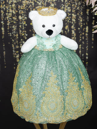 Sage Green Teddy Bear Quinceanera Keepsake Doll Sage Green Teddy Bear Quinceanera Keepsake Doll