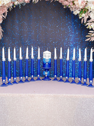 Winter Quinceanera 15 candle ceremony royal blue