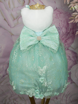 Sage green kitty quince doll with bow
