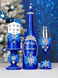 Royal blue winter theme 1 quinceanera champagne glass