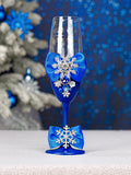 Royal blue winter theme 1 quinceanera champagne glass