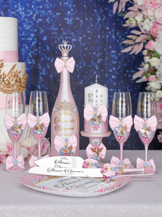 Baby pink blue quinceanera toasting package