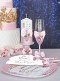 Baby pink blue quinceanera brindis package with candle