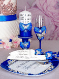 Royal blue with butterfly quinceanera brindis package with candle