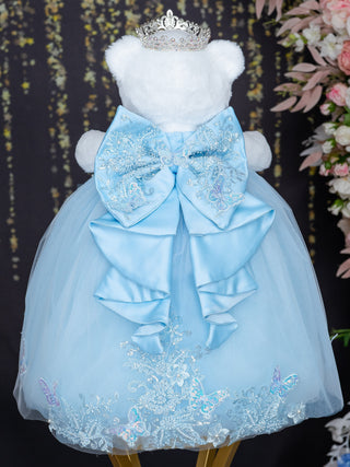 Light blue with bow teddy bear for quinceanera