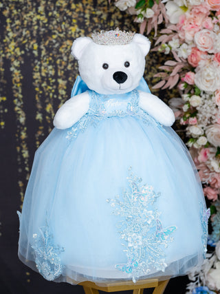 Light blue with bow teddy bear for quinceanera