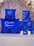 Royal Blue Silver Quinceanera bible, rosary and guest book