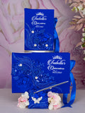 Royal Blue Silver Quinceanera bible and guest book