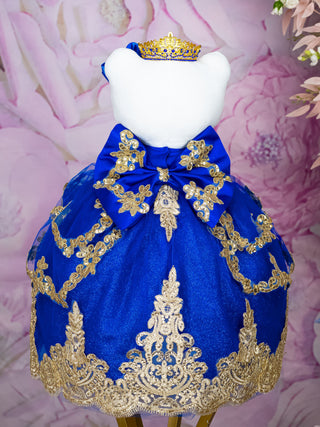 Royal blue with bow teddy bear for quinceanera