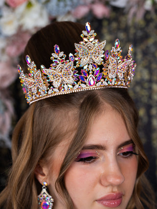 Quinceanera butterfly tiara iridescent gold