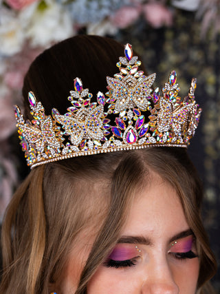 Quinceanera butterfly tiara iridescent gold