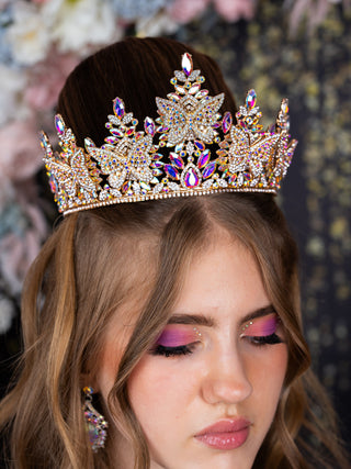 Quinceanera butterfly tiara iridescent gold