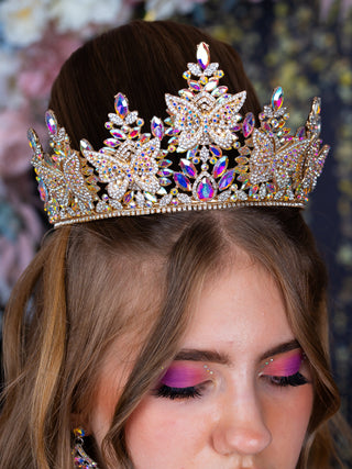 Quinceanera butterfly tiara iridescent gold