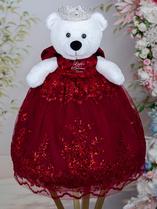 [Bear] Burgundy Silver Quinceanera Teddy Bear