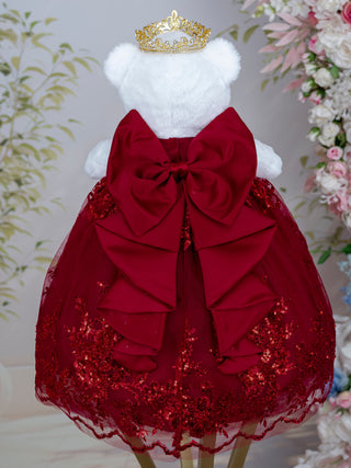 [Bear] Burgundy Gold Quinceanera Teddy Bear