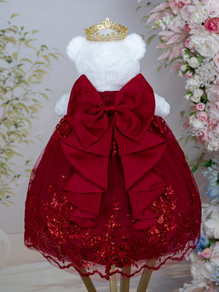 Burgundy Gold Quinceanera Teddy Bear