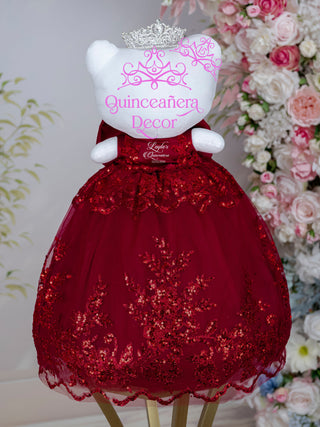 [Kitty] Burgundy with Silver Quinceanera Cat Doll