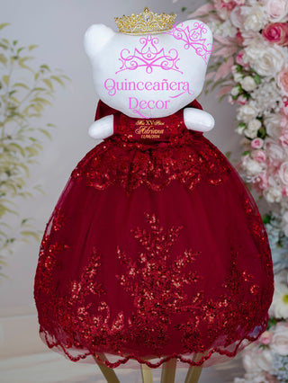 [Kitty] Burgundy with Gold Quinceanera Cat Doll