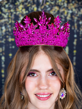 Quinceanera crown fuchsia with gold