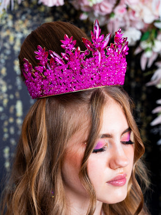 Quinceanera crown fuchsia with gold