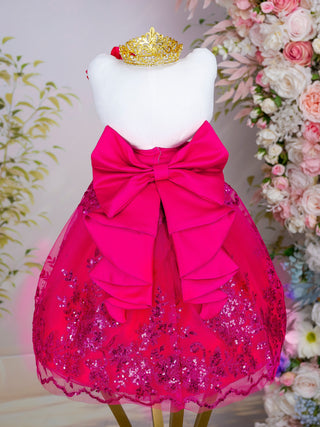Fuchsia Gold Brown Teddy Bear for Quinceanera