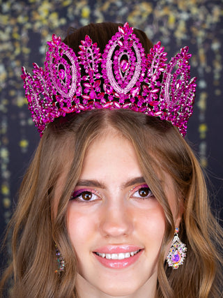 Fuchsia with silver crown quinceanera
