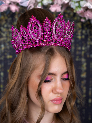 Fuchsia with silver crown quinceanera