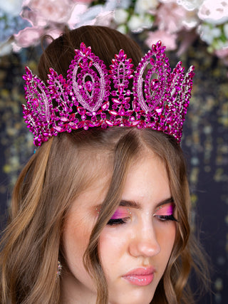 Fuchsia with silver crown quinceanera